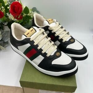 Men's Gucci screener low top leather black/white sneakers size 14 made in Italy